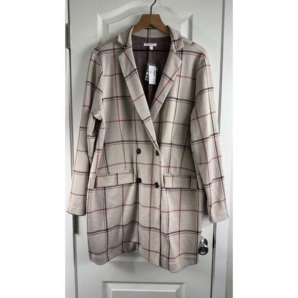 Maurices Longline Double Breasted Windowpane Blazer Jacket Women's 1X - NWT - Picture 1 of 12